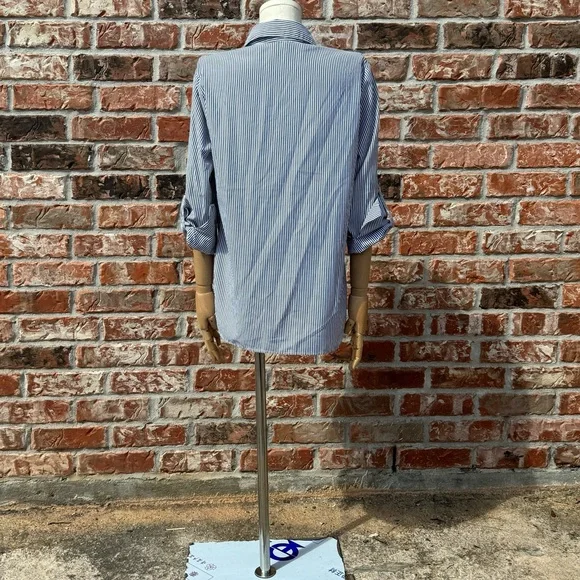 Kontrol vintage ‘00s pinstriped, embroidered long sleeve top / S / EUC - Picture 12 of 14